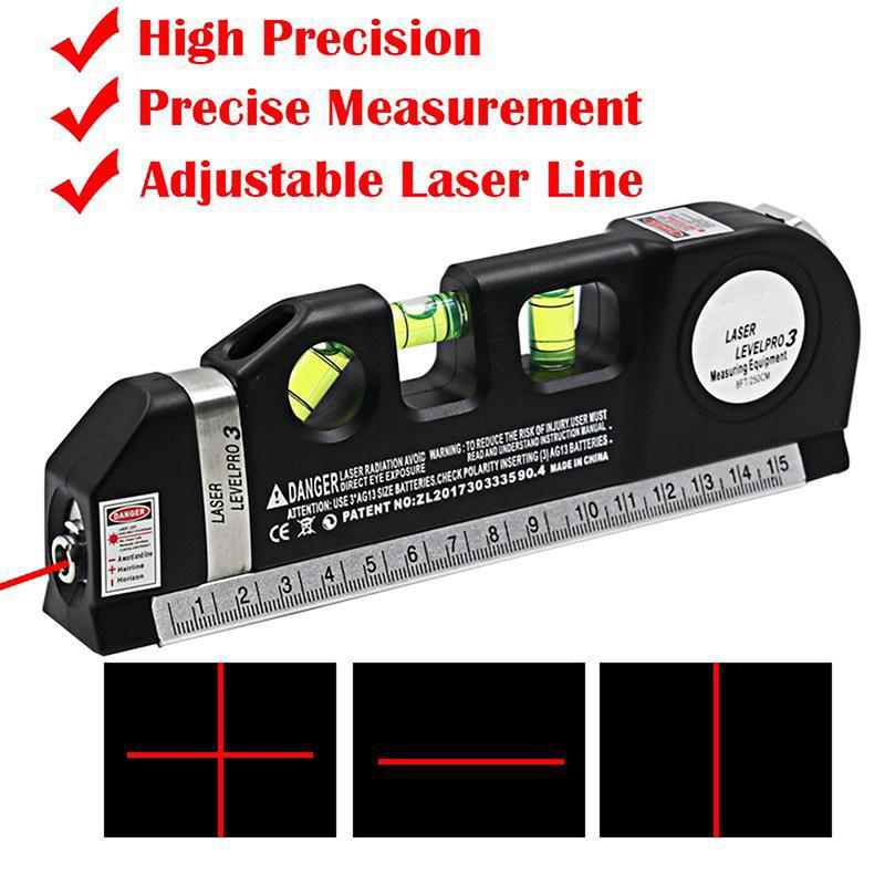 4 in 1 Fixit Laser Level Pro 3 4in1 Multi-Purpose Measuring Tool With 8 Feet Tape